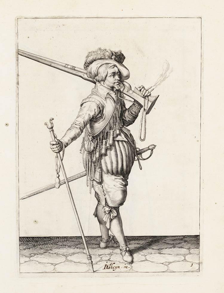Gravure de Jacob de Gheyn II, extraite du manuel militaire « L’exercice des armes »