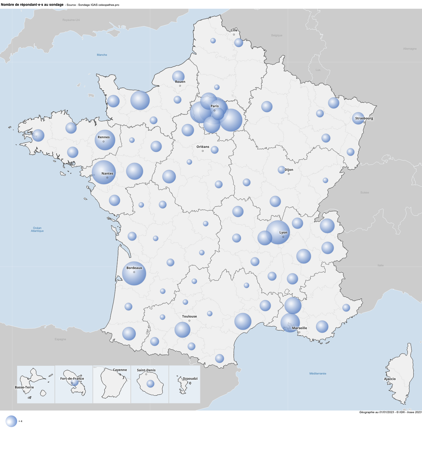 Répartition géographique des répondant·e·s sur le territoire français